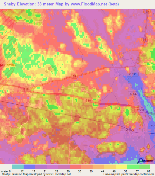 Sneby,Sweden Elevation Map