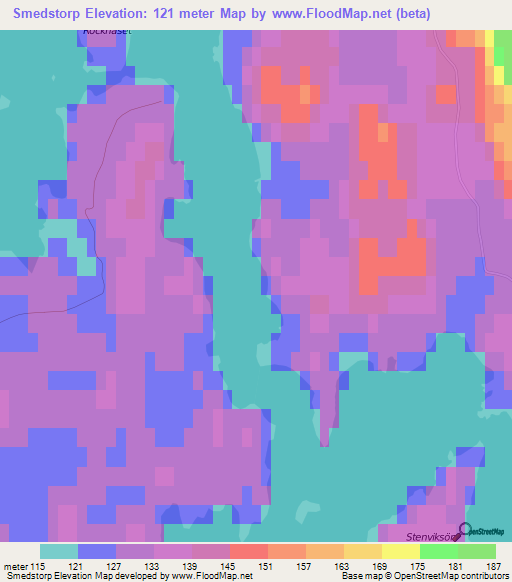 Smedstorp,Sweden Elevation Map