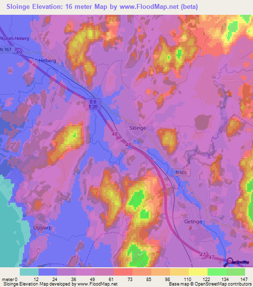 Sloinge,Sweden Elevation Map