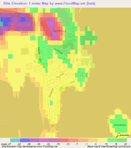 Slite,Sweden Elevation Map