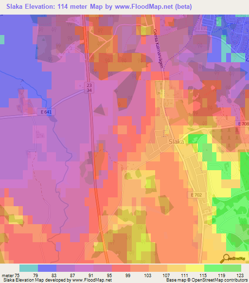 Slaka,Sweden Elevation Map