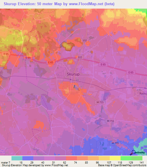 Skurup,Sweden Elevation Map