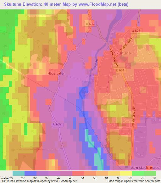 Skultuna,Sweden Elevation Map