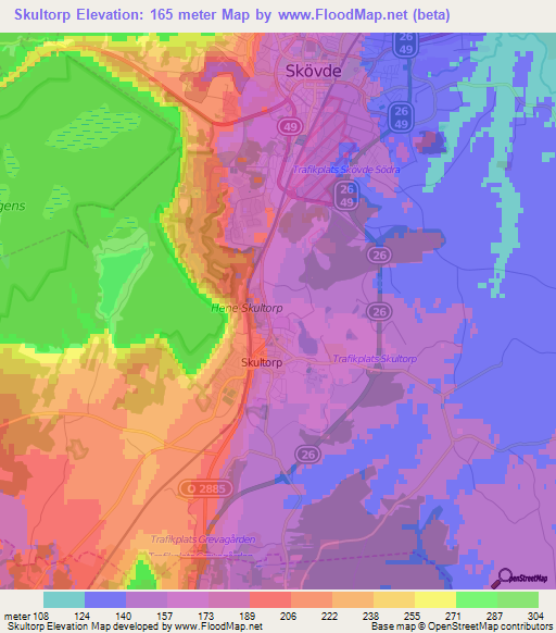 Skultorp,Sweden Elevation Map