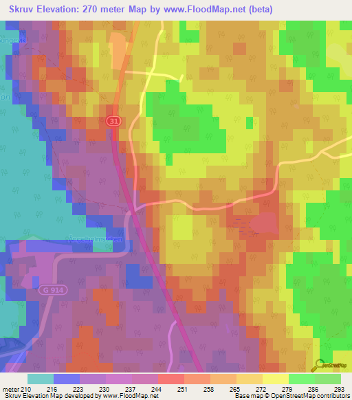 Skruv,Sweden Elevation Map