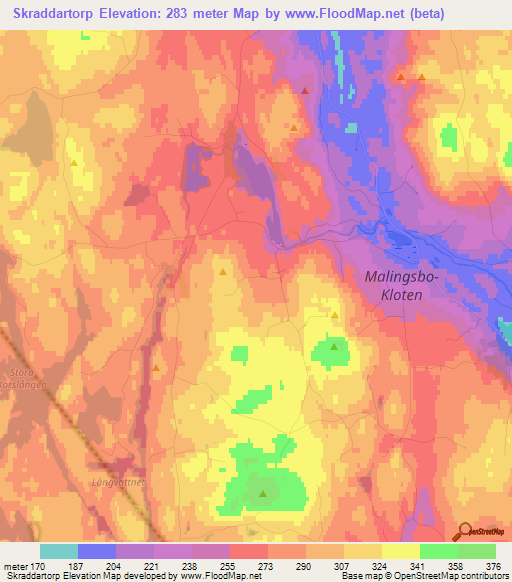 Skraddartorp,Sweden Elevation Map