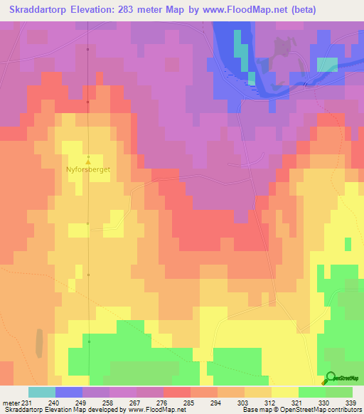 Skraddartorp,Sweden Elevation Map