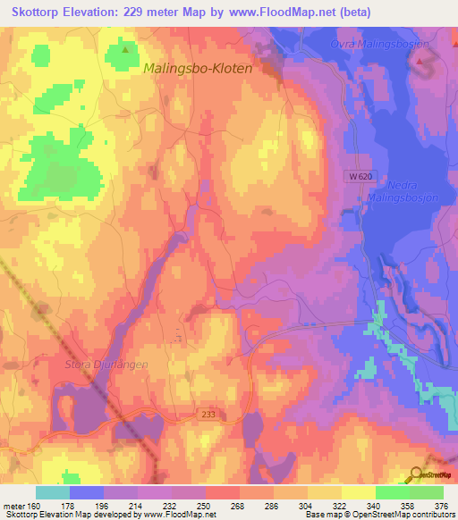 Skottorp,Sweden Elevation Map