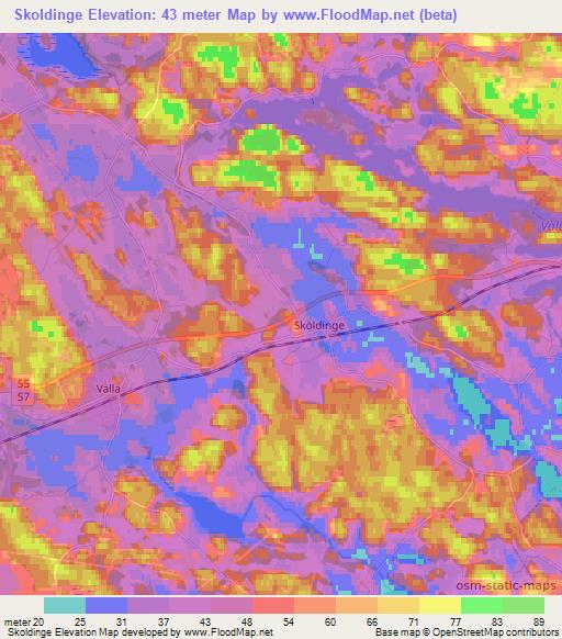 Skoldinge,Sweden Elevation Map