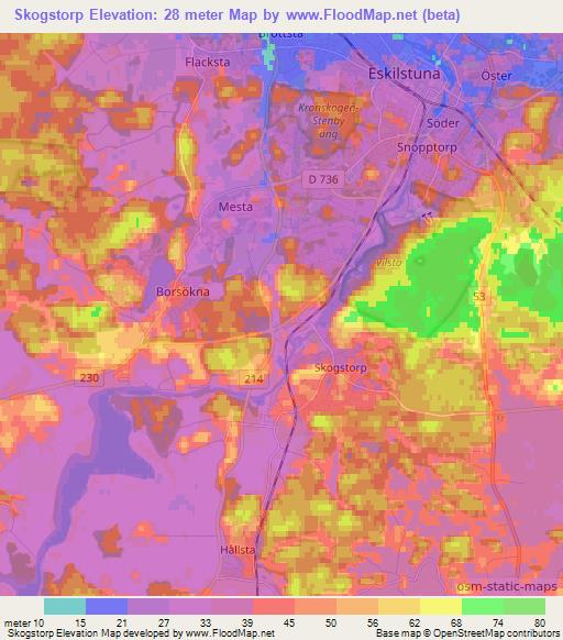 Skogstorp,Sweden Elevation Map