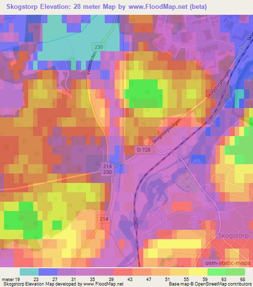 Skogstorp,Sweden Elevation Map