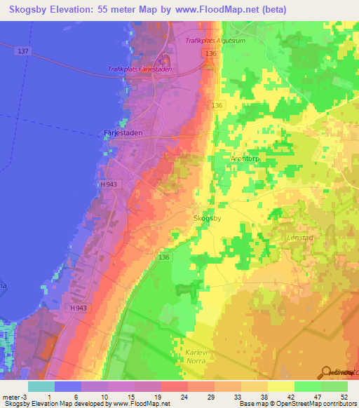 Skogsby,Sweden Elevation Map