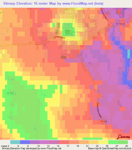 Skivarp,Sweden Elevation Map