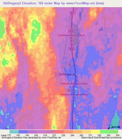 Skillingaryd,Sweden Elevation Map