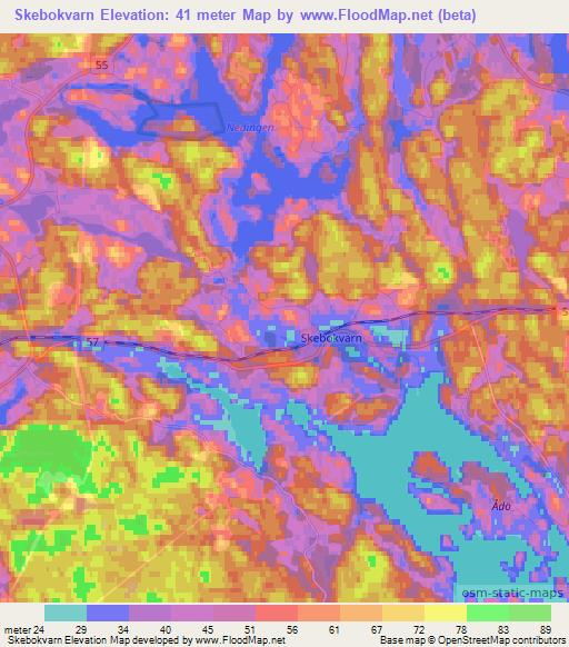 Skebokvarn,Sweden Elevation Map