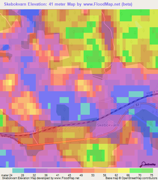 Skebokvarn,Sweden Elevation Map