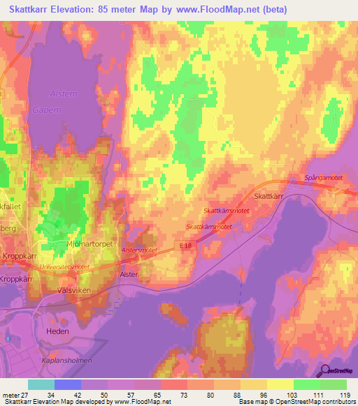 Skattkarr,Sweden Elevation Map