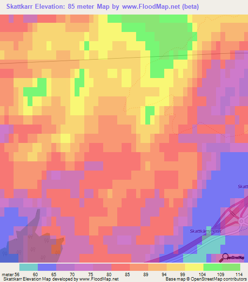 Skattkarr,Sweden Elevation Map