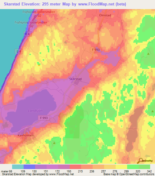 Skarstad,Sweden Elevation Map