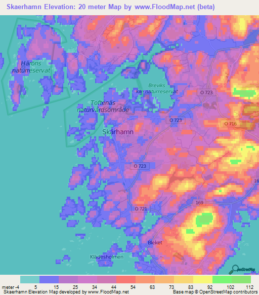 Skaerhamn,Sweden Elevation Map