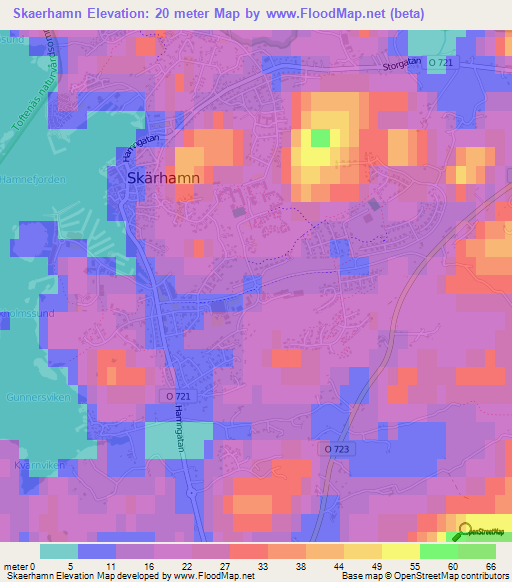 Skaerhamn,Sweden Elevation Map