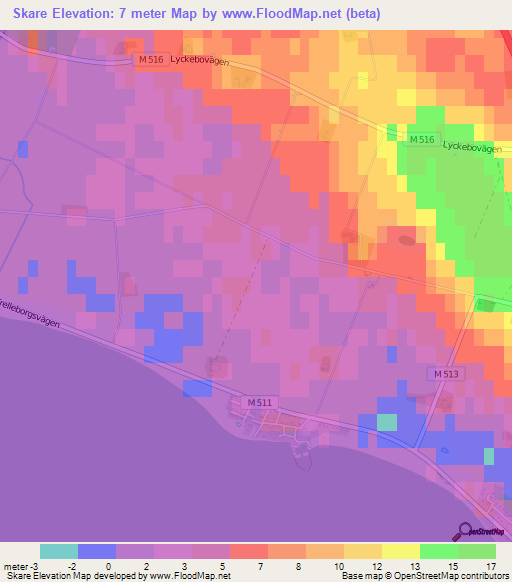 Skare,Sweden Elevation Map