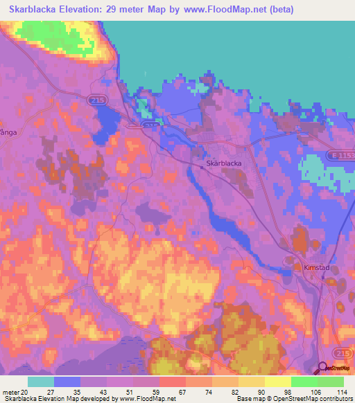 Skarblacka,Sweden Elevation Map