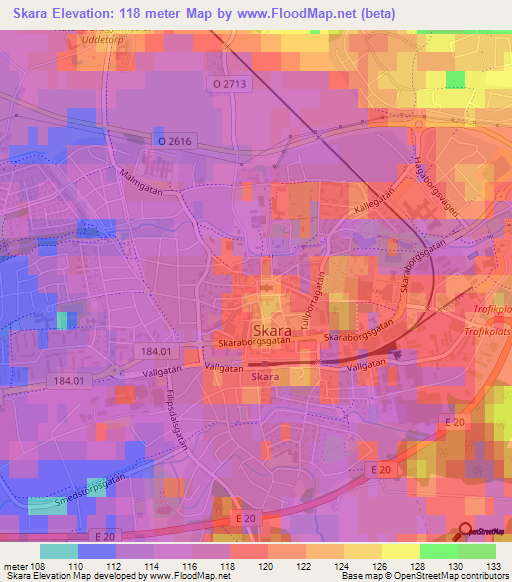 Skara,Sweden Elevation Map