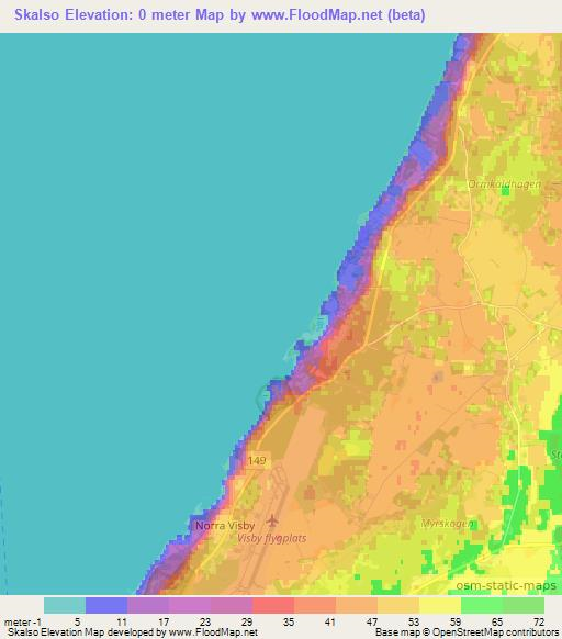 Skalso,Sweden Elevation Map