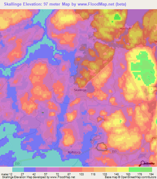 Skallinge,Sweden Elevation Map