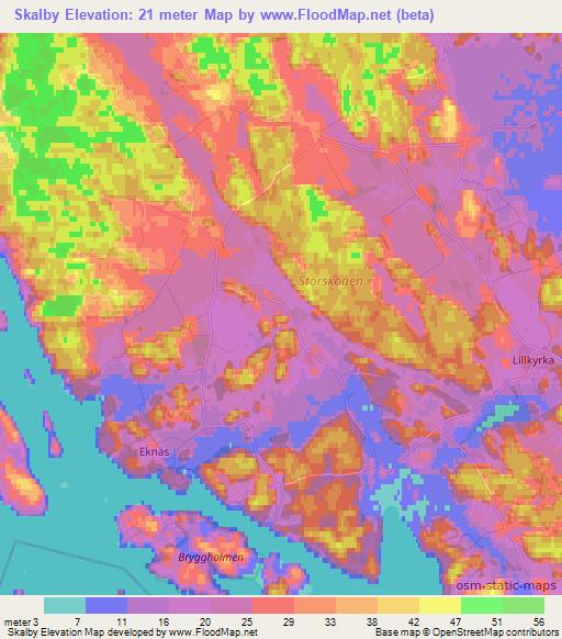 Skalby,Sweden Elevation Map