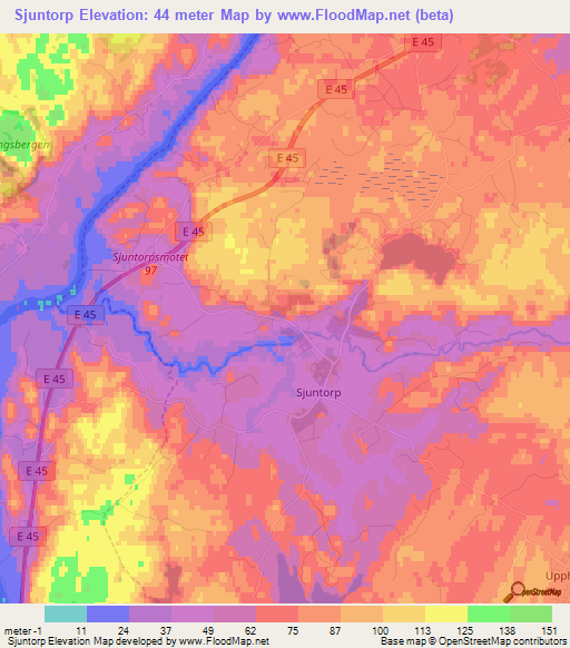 Sjuntorp,Sweden Elevation Map