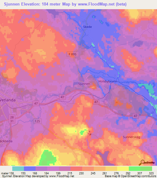 Sjunnen,Sweden Elevation Map