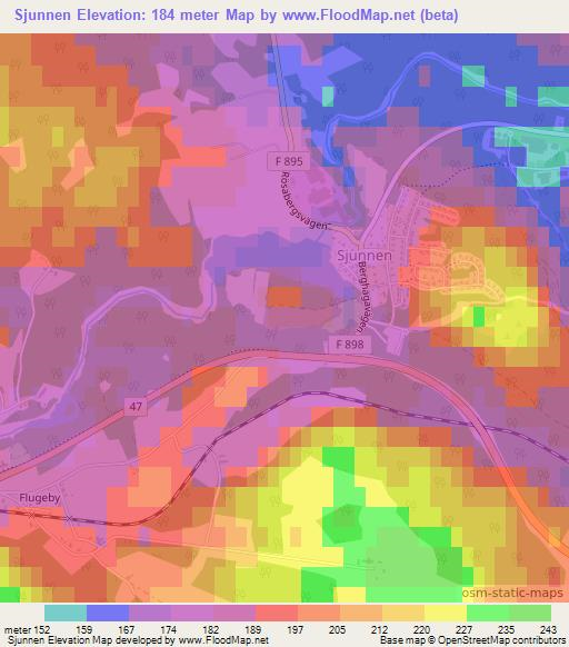 Sjunnen,Sweden Elevation Map