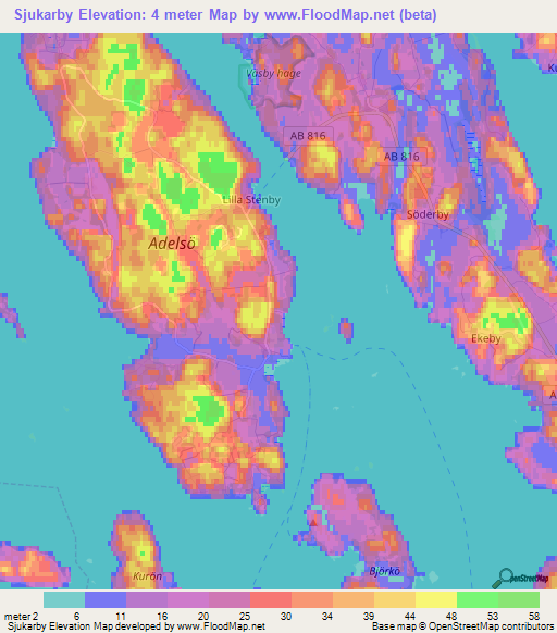 Sjukarby,Sweden Elevation Map