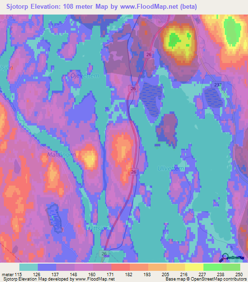 Sjotorp,Sweden Elevation Map