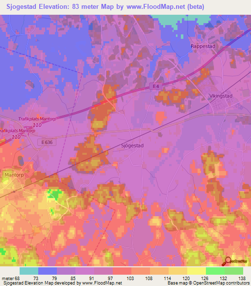 Sjogestad,Sweden Elevation Map