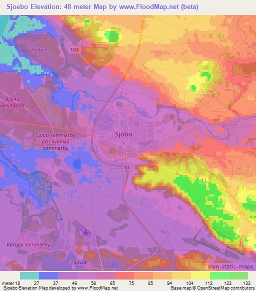 Sjoebo,Sweden Elevation Map