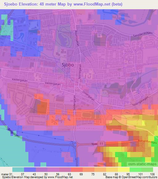 Sjoebo,Sweden Elevation Map