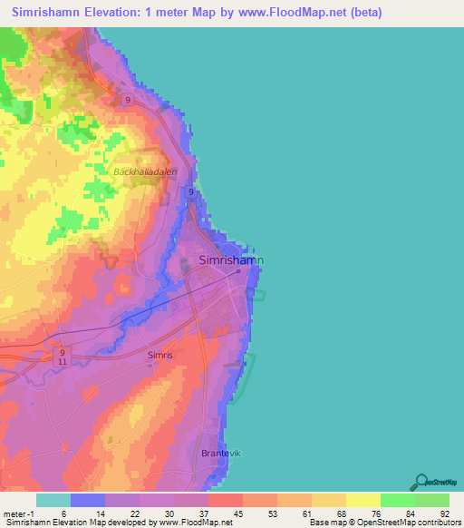 Simrishamn,Sweden Elevation Map