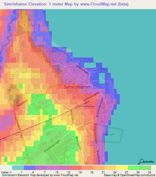 Simrishamn,Sweden Elevation Map