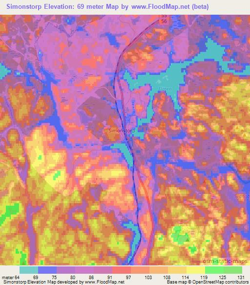 Simonstorp,Sweden Elevation Map