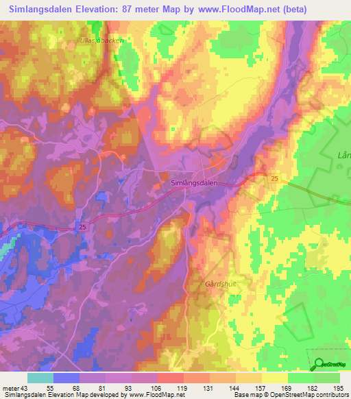 Simlangsdalen,Sweden Elevation Map