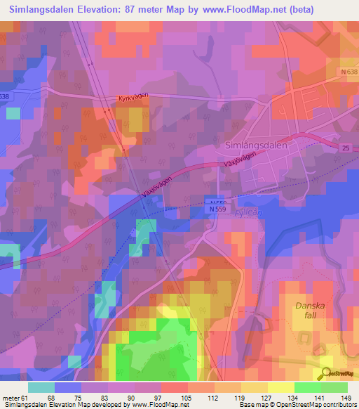 Simlangsdalen,Sweden Elevation Map