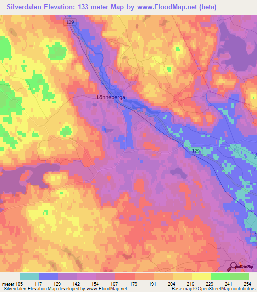 Silverdalen,Sweden Elevation Map