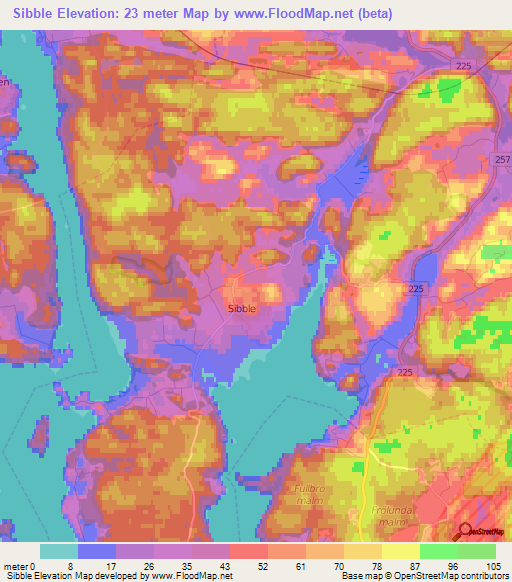 Sibble,Sweden Elevation Map