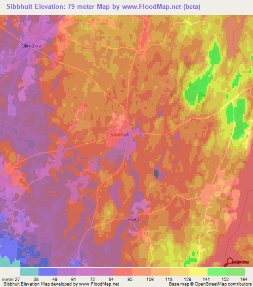 Sibbhult,Sweden Elevation Map