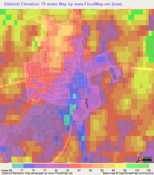 Sibbhult,Sweden Elevation Map