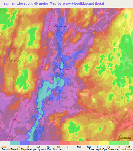 Sennan,Sweden Elevation Map