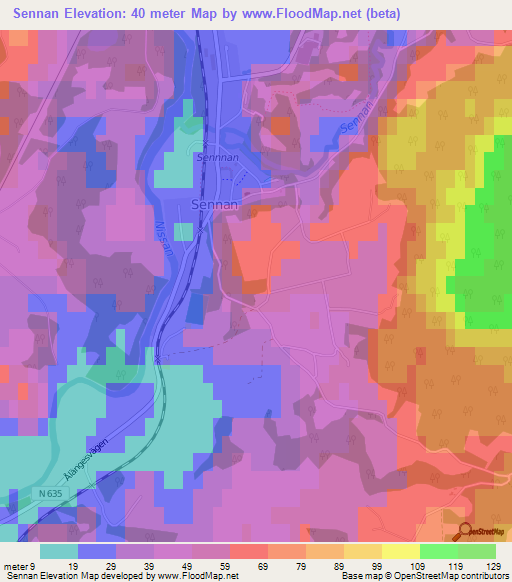 Sennan,Sweden Elevation Map